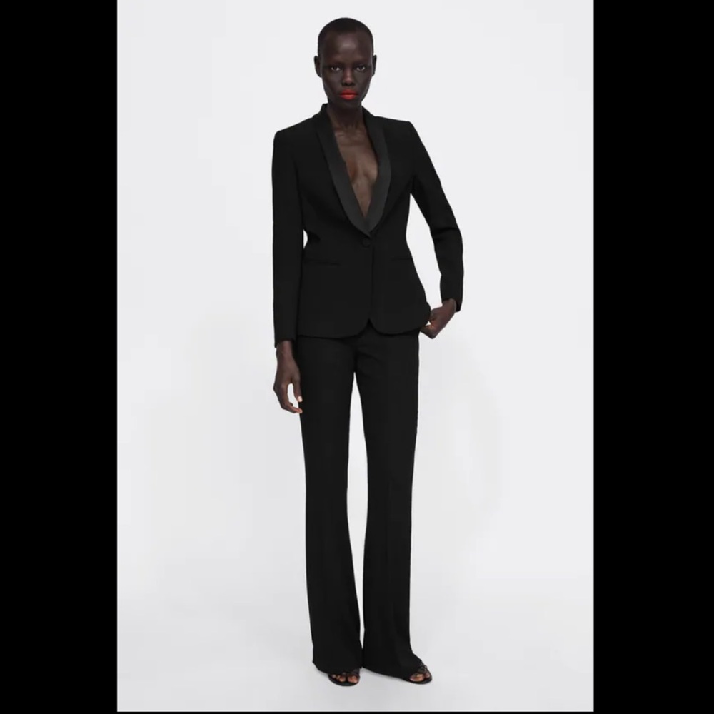 Zara Woman Tuxedo Shawl Collar Blazer Suit